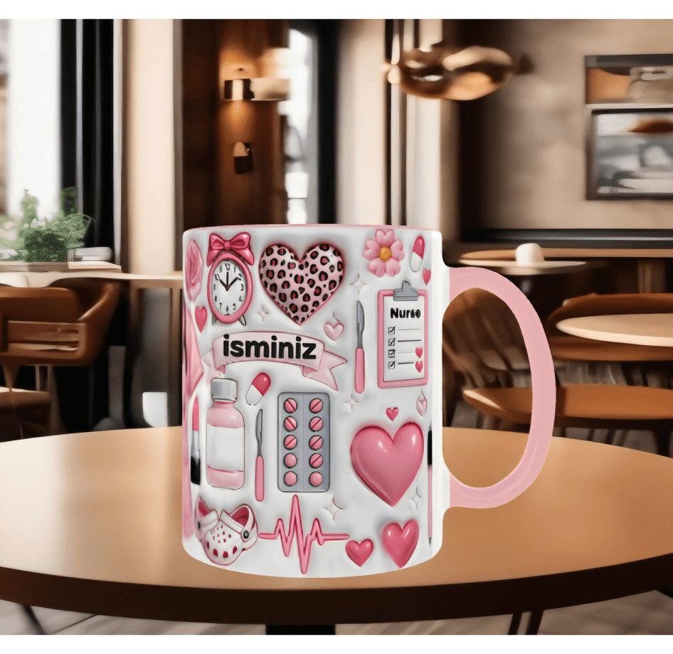 Kişiye özel NURSE HEMŞİRE baskı kaliteli porselen kupa