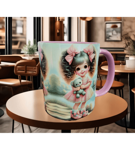 Sevimli minik vintage baskı kaliteli porselen kupa