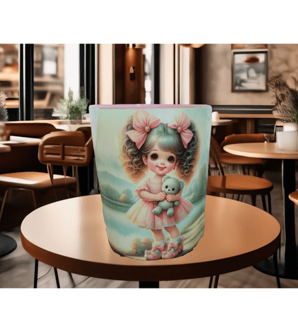 Sevimli minik vintage baskı kaliteli porselen kupa