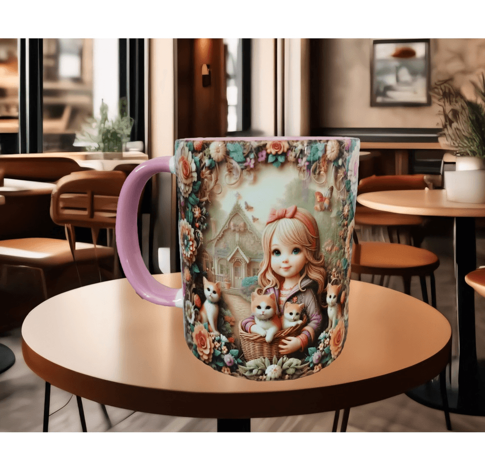 Sevimli kedi yavruları kaliteli porselen kupa