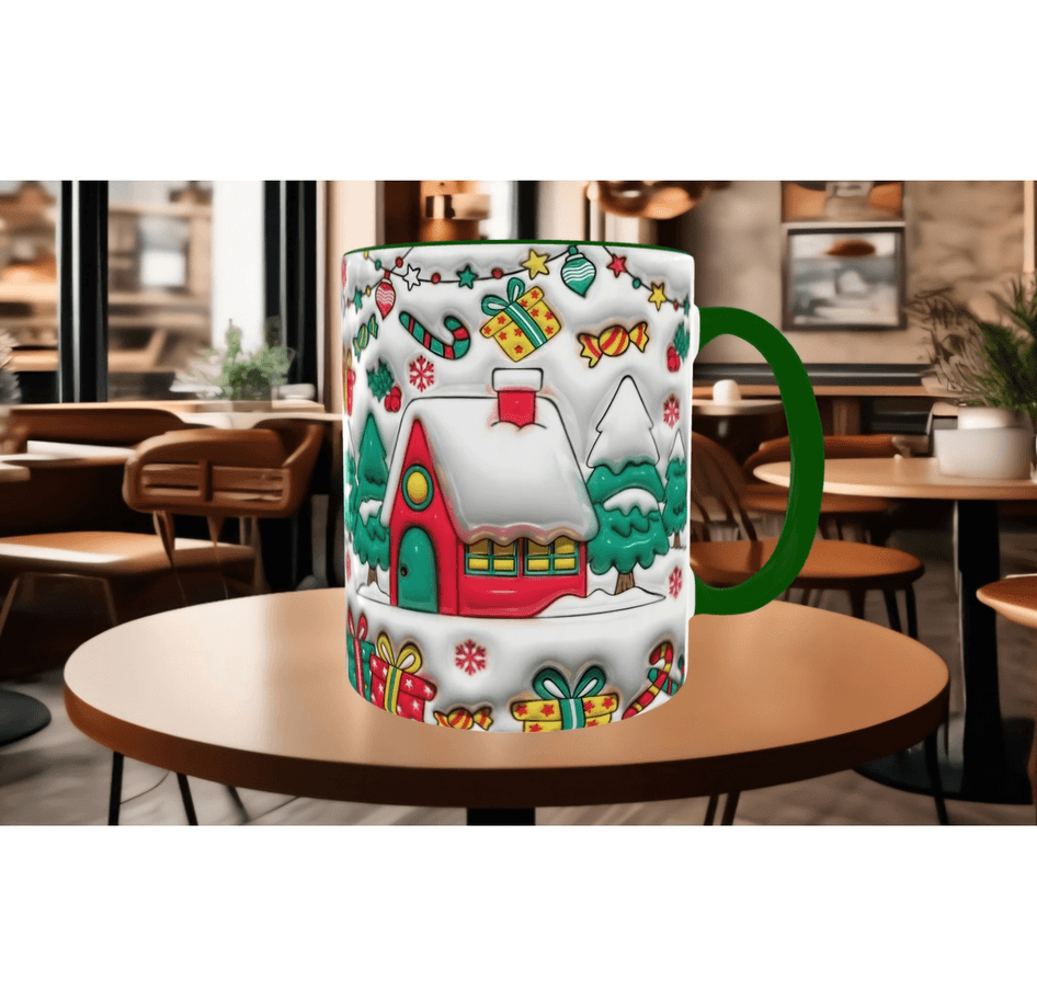 Karlı orman, yılbaşı, christmas kaliteli porselen kupa