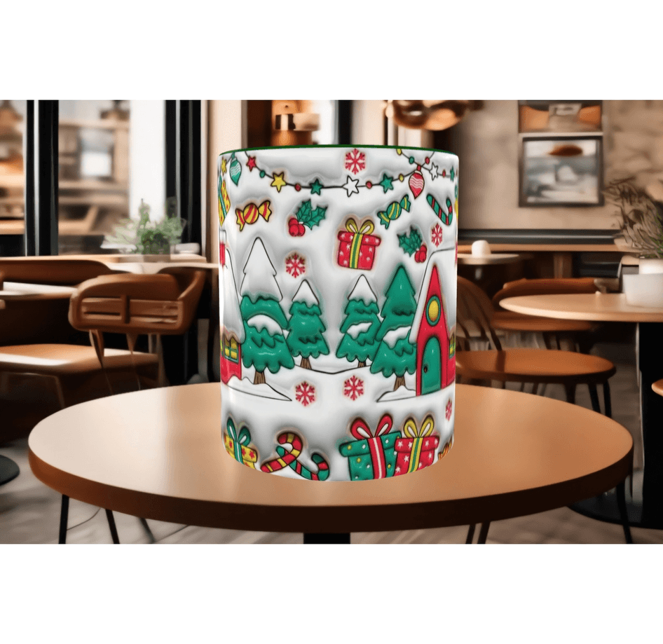 Karlı orman, yılbaşı, christmas kaliteli porselen kupa