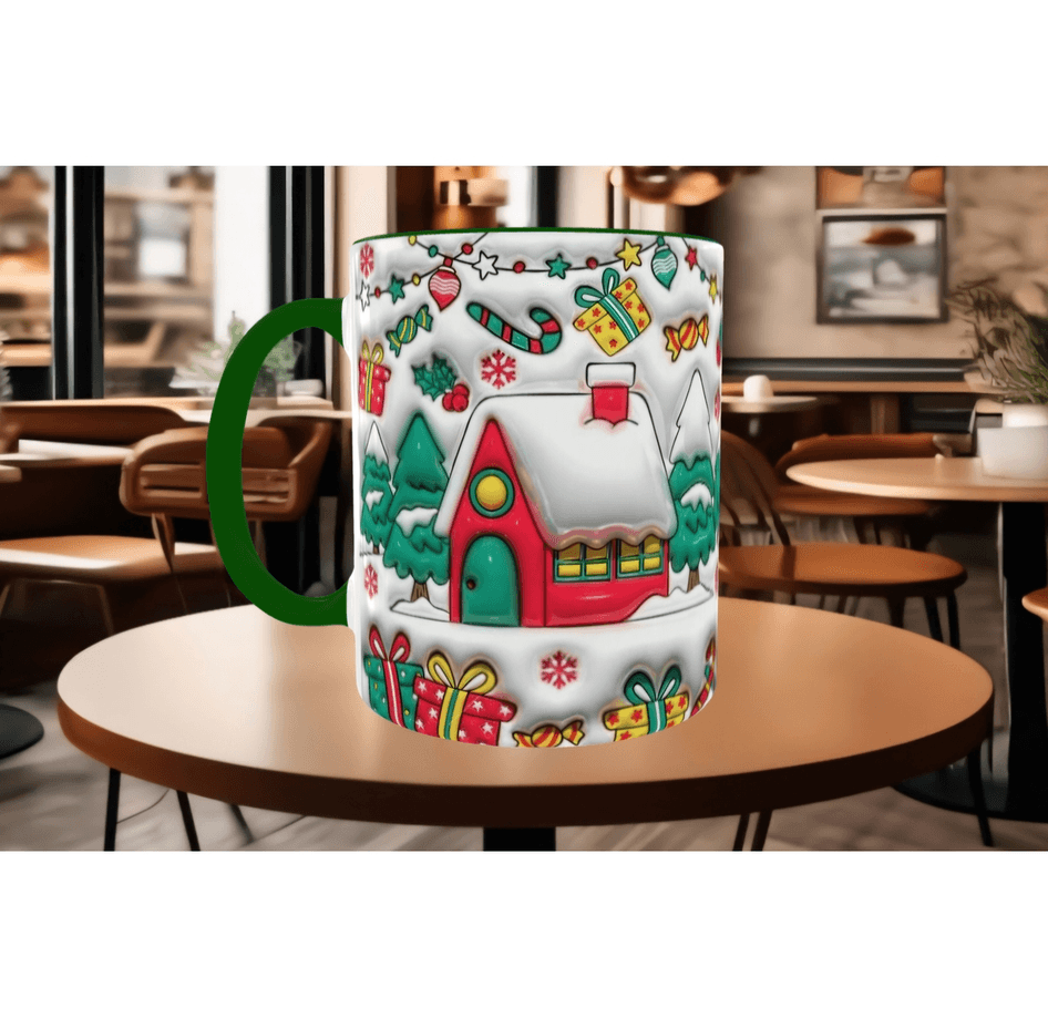 Karlı orman, yılbaşı, christmas kaliteli porselen kupa