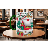 Karlı orman, yılbaşı, christmas kaliteli porselen kupa