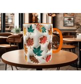 Sarı yapraklar, son bahar kaliteli porselen kupa