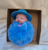 Sevimli ponpon mavi şapkalı bebek anahtarlık çanta aksesuarı