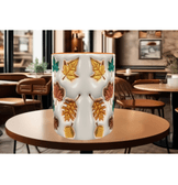 Sarı yapraklar, son bahar kaliteli porselen kupa