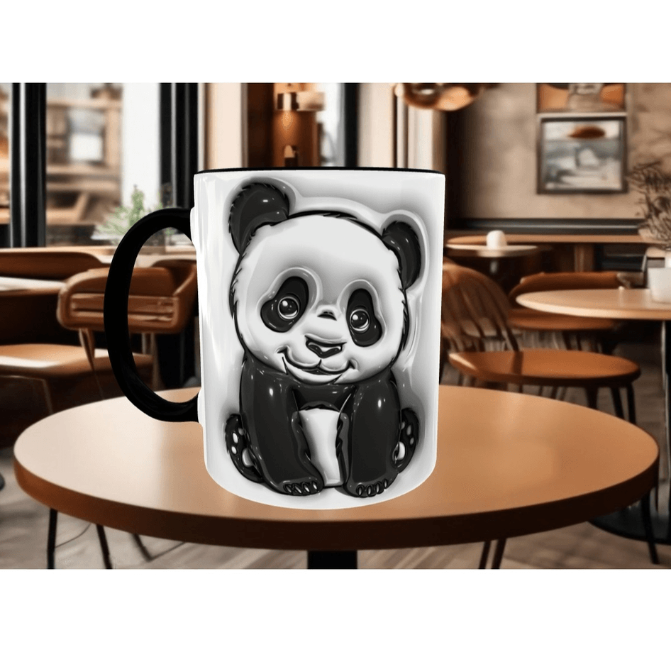 Sevimli panda kaliteli porselen kupa