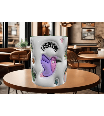 Freedom, özgürlük, özgür kuş kaliteli porselen kupa