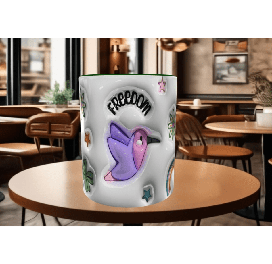 Freedom, özgürlük, özgür kuş kaliteli porselen kupa