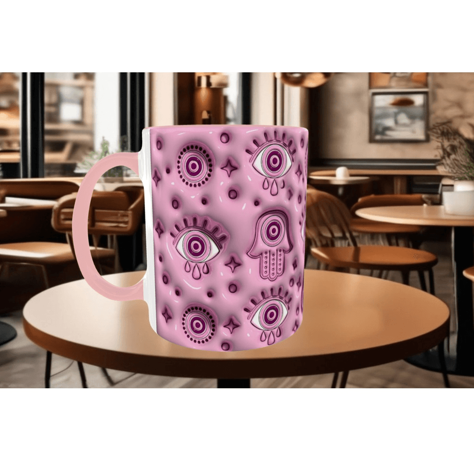 Nazar, göz, fatma ana eli kaliteli porselen kupa