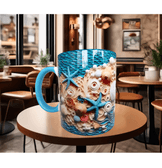 Deniz yıldızı, deniz kabuğu kaliteli porselen kupa