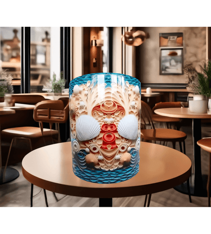 Deniz yıldızı, deniz kabuğu kaliteli porselen kupa