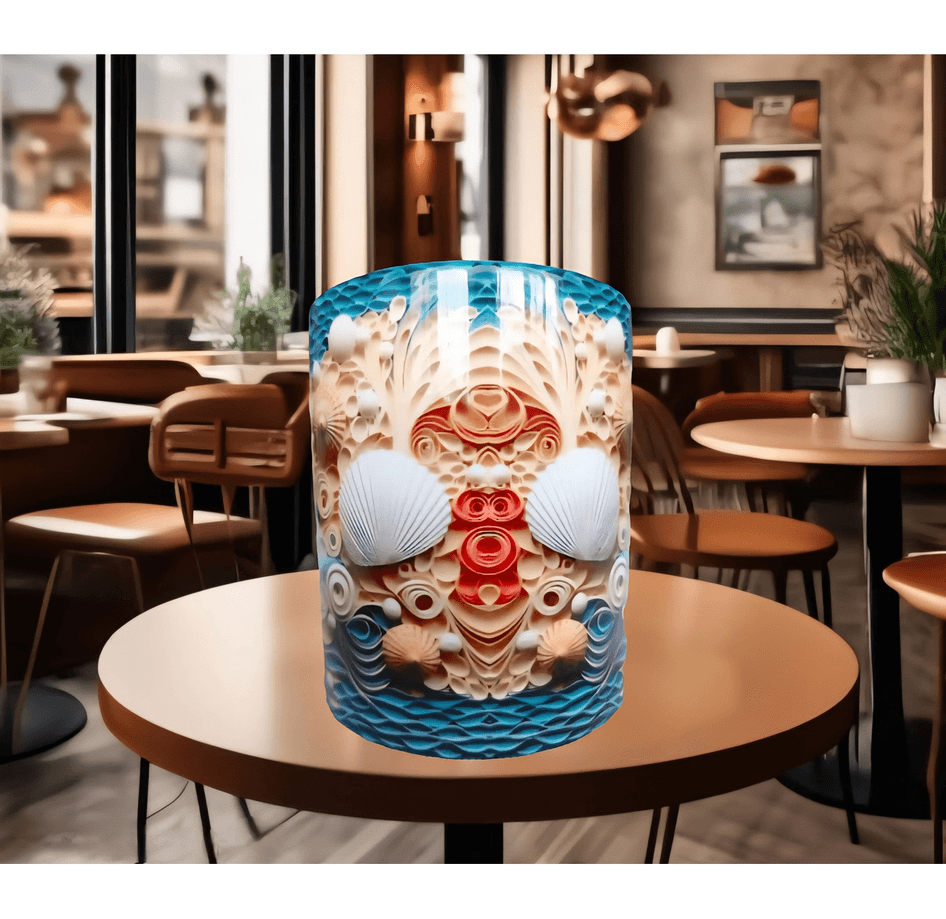 Deniz yıldızı, deniz kabuğu kaliteli porselen kupa