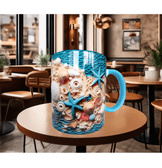 Deniz yıldızı, deniz kabuğu kaliteli porselen kupa