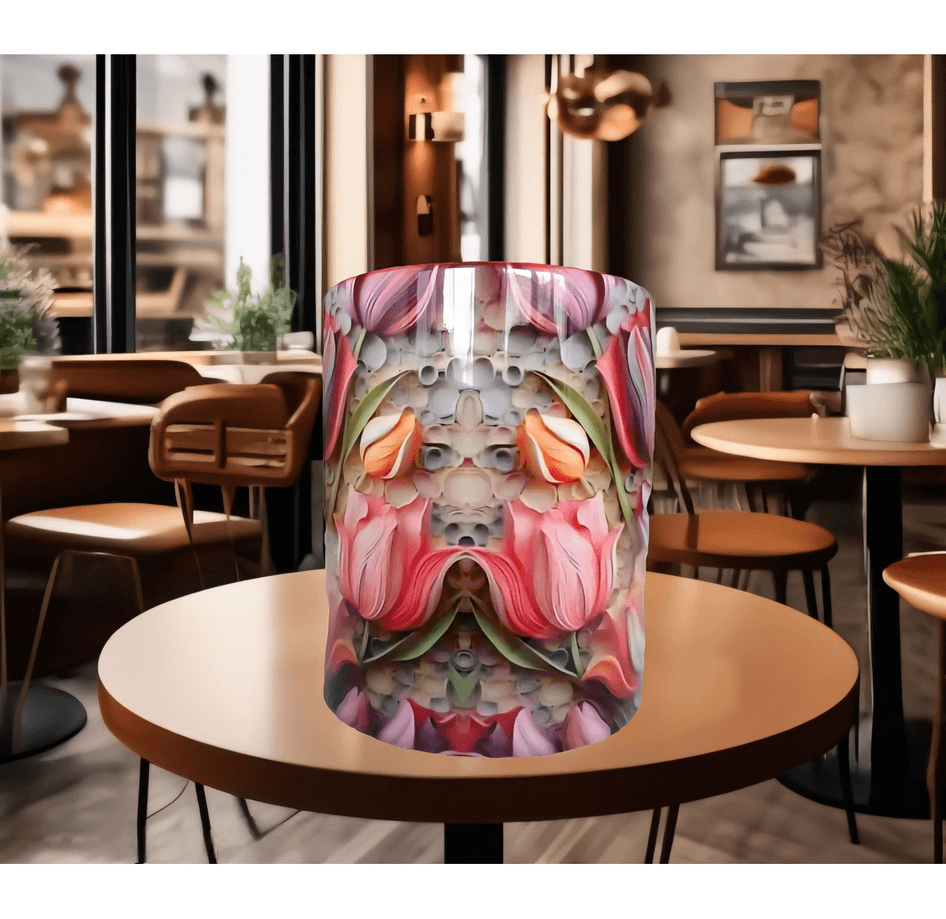 Laleler çiçek desenli kaliteli porselen kupa