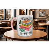 Kahve, kitap, huzur kaliteli porselen kupa