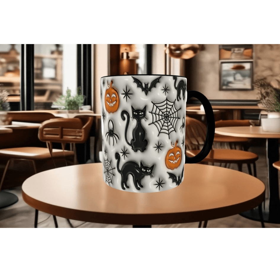 Kara kedi halloween baskı hediyelik kaliteli porselen kupa