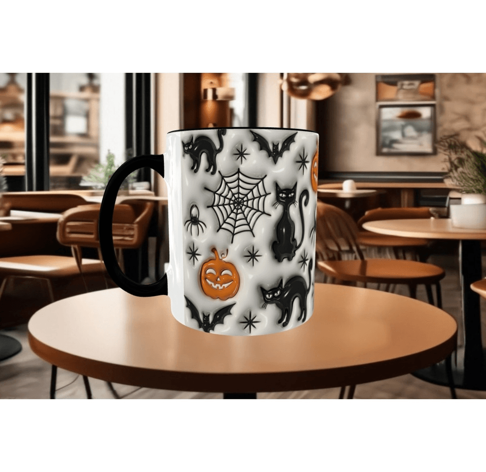 Kara kedi halloween baskı hediyelik kaliteli porselen kupa
