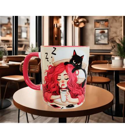 Uyanamıyan, uykucu, uyku, kedi kaliteli porselen çay kahve