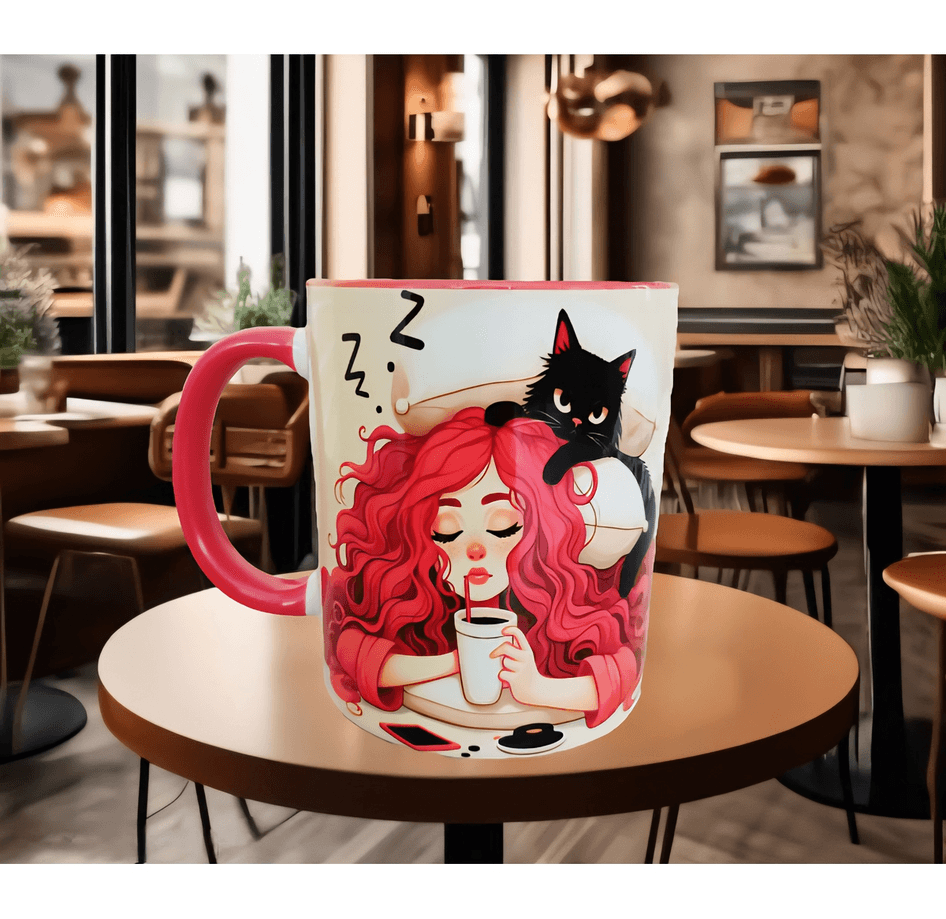 Uyanamıyan, uykucu, uyku, kedi kaliteli porselen çay kahve