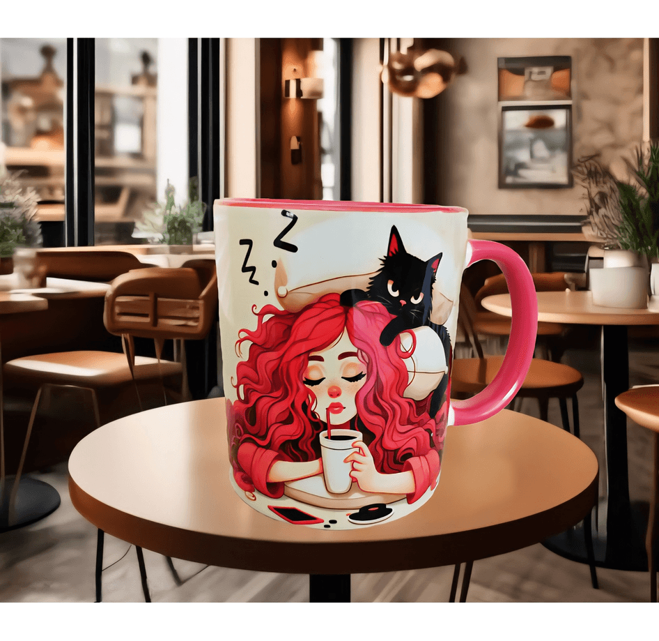 Uyanamıyan, uykucu, uyku, kedi kaliteli porselen çay kahve