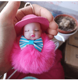 Sevimli ponpon açık pembe şapkalı bebek anahtarlık çanta aksesuarı