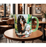 Huzur, doğa, hayvan, köpek çay kahve kaliteli hediyelil porselen kupa