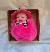 Sevimli ponpon açık pembe şapkalı bebek anahtarlık çanta aksesuarı