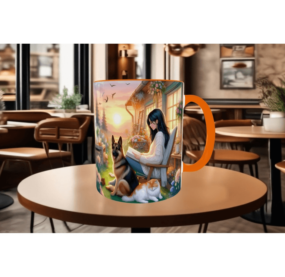 Huzur, doğa, hayvan, köpek çay kahve kaliteli hediyelil porselen kupa