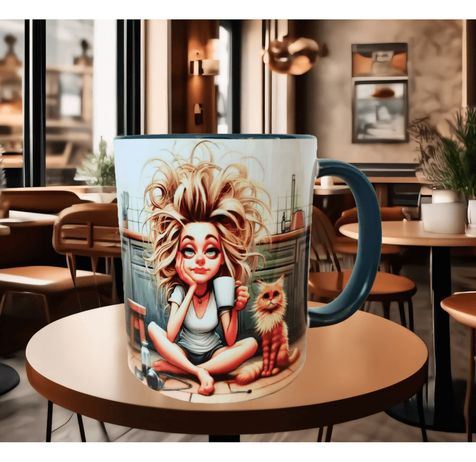 Uyanamıyan, uykucu, uyku, kedi çay kahve porselen hediyelik kupa