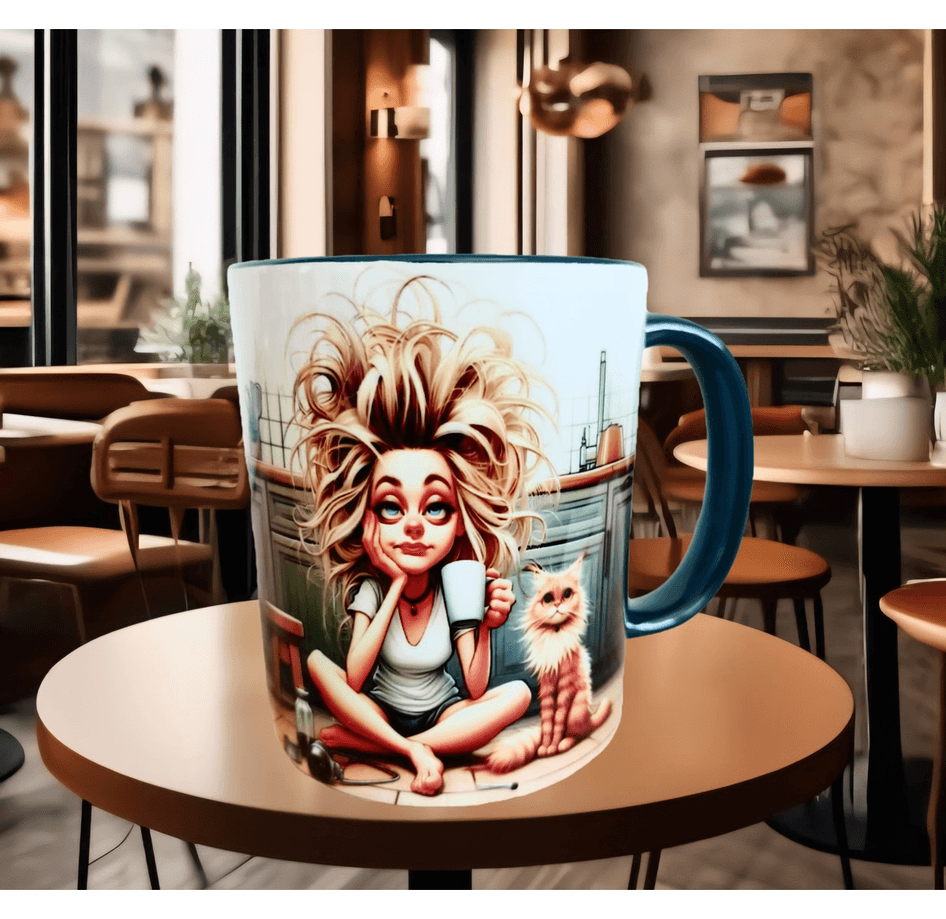 Uyanamıyan, uykucu, uyku, kedi çay kahve porselen hediyelik kupa