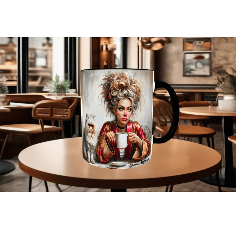 Uyanamıyan, uykucu, uyku, kedi çay kahve porselen hediyelik kupa