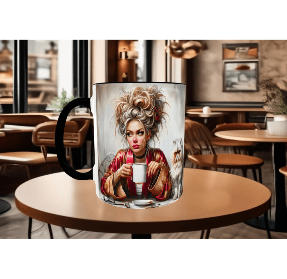 Uyanamıyan, uykucu, uyku, kedi çay kahve porselen hediyelik kupa