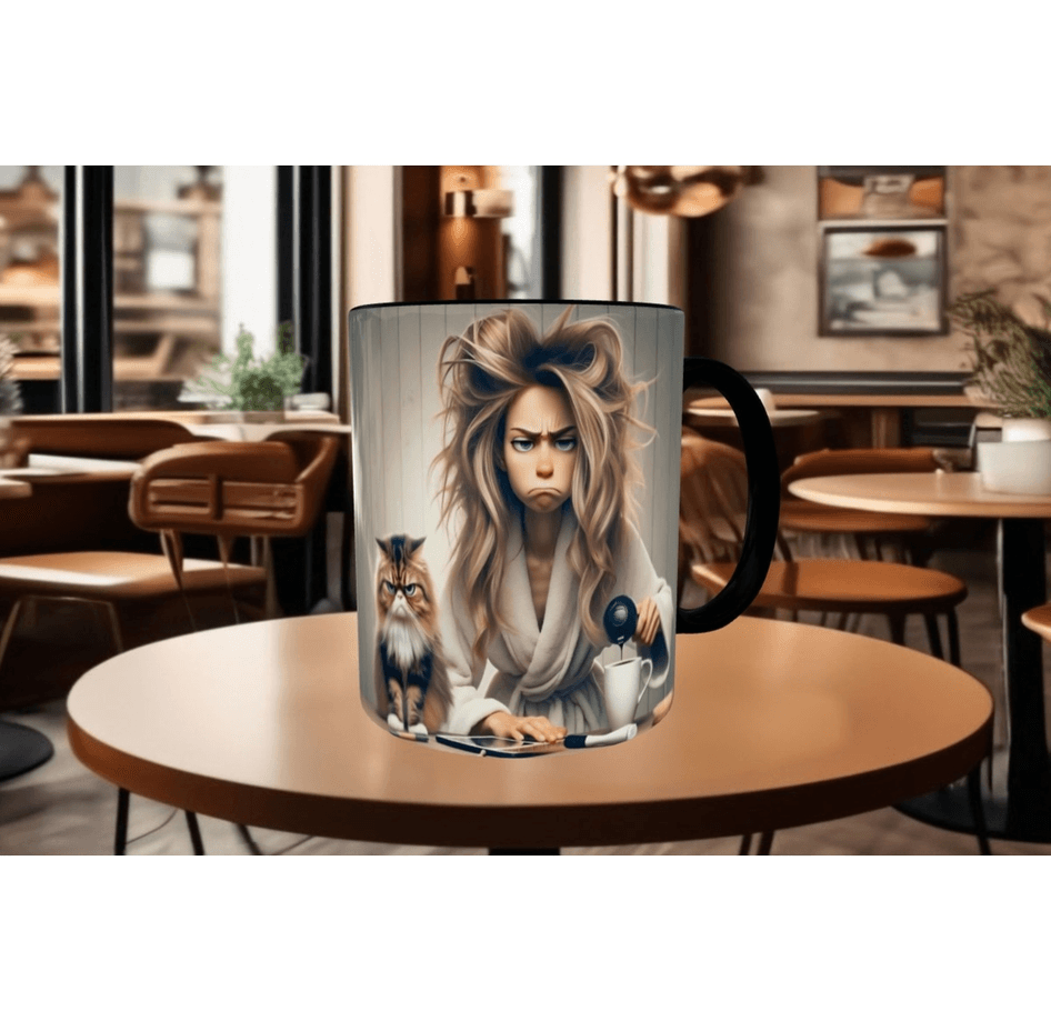 Uyanamıyan, uykucu, uyku, kedi çay kahve porselen hediyelik kupa