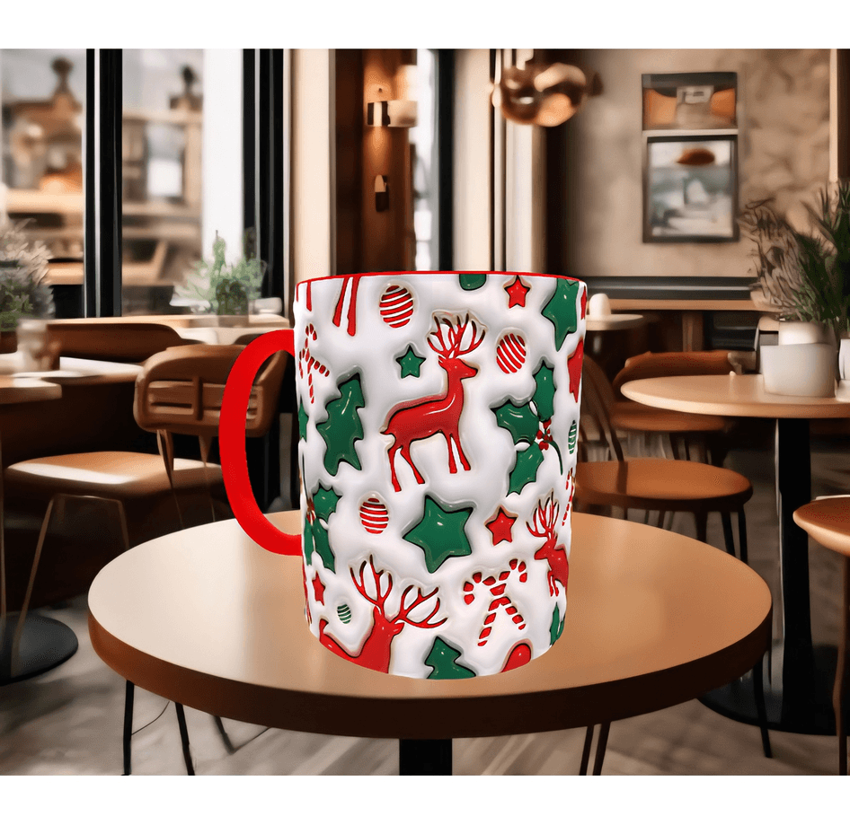 Geyik yılbaşı noel christmas baskı hediyelik kaliteli porselen kupa