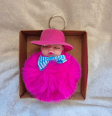 Sevimli ponpon pembe şapkalı bebek anahtarlık çanta aksesuarı