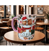 Sevimli yılbaşı kedisi christmas baskı kaliteli porselen kupa