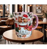 Sevimli yılbaşı kedisi christmas baskı kaliteli porselen kupa