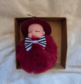 Sevimli ponpon bordo şapkalı bebek anahtarlık çanta aksesuarı