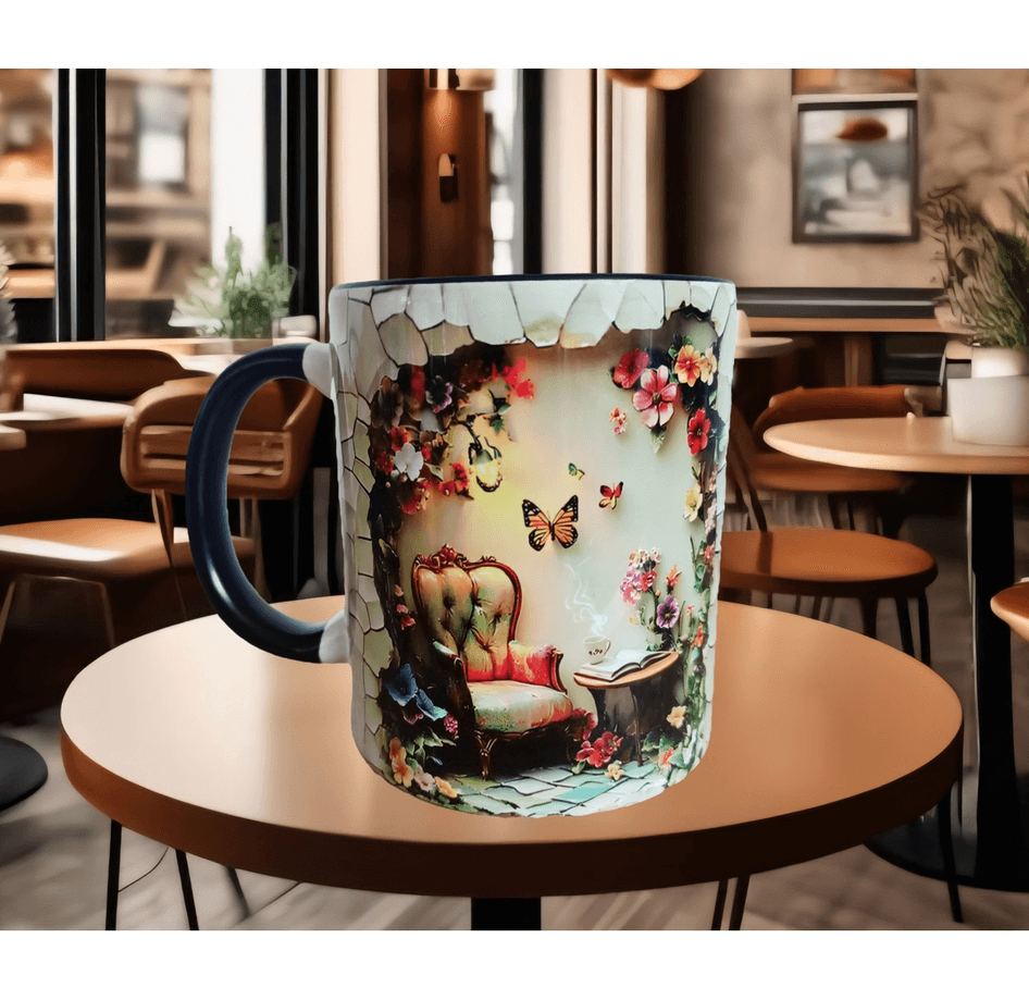 Kahve kitap huzur baskı porselen kupa