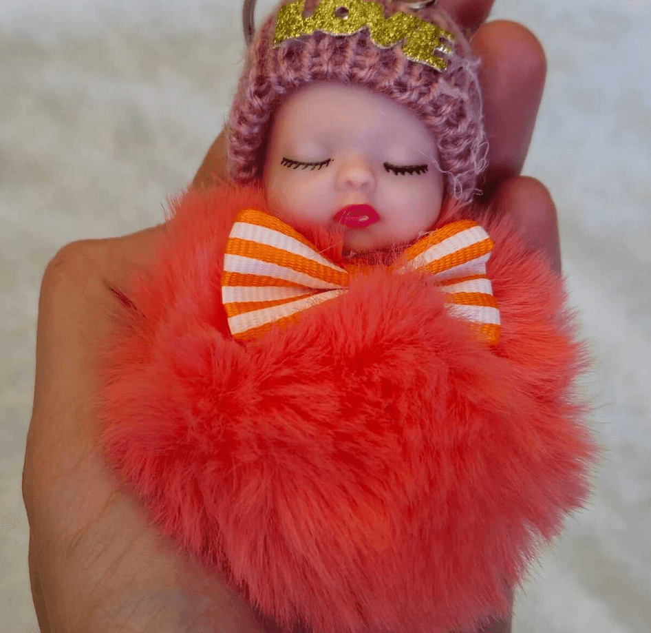 Sevimli ponpon bebek mercan anahtarlık çanta aksesuarı