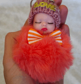 Sevimli ponpon bebek mercan anahtarlık çanta aksesuarı