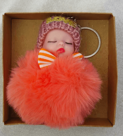 Sevimli ponpon bebek mercan anahtarlık çanta aksesuarı