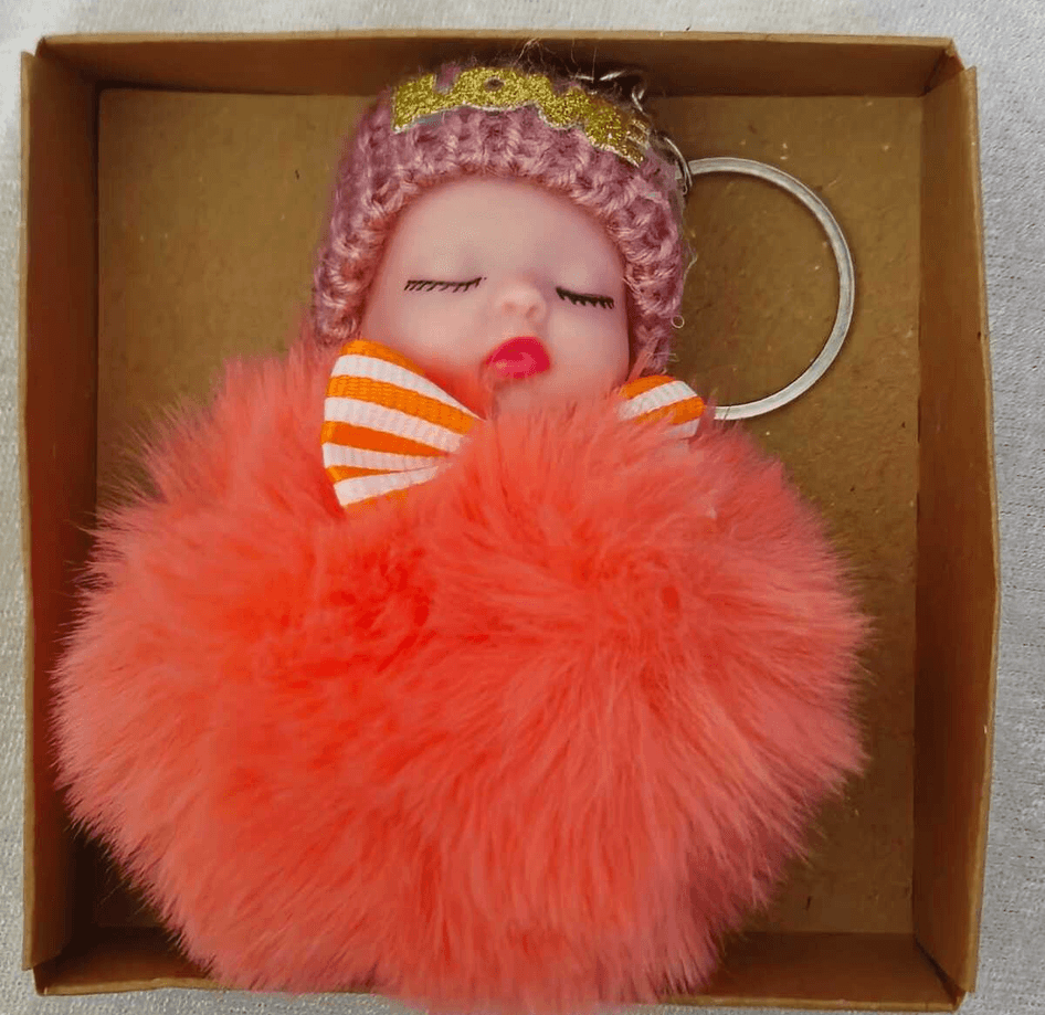 Sevimli ponpon bebek mercan anahtarlık çanta aksesuarı
