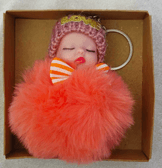 Sevimli ponpon bebek mercan anahtarlık çanta aksesuarı