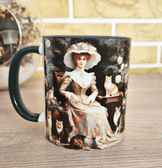 Vintage baskı porselen kupa