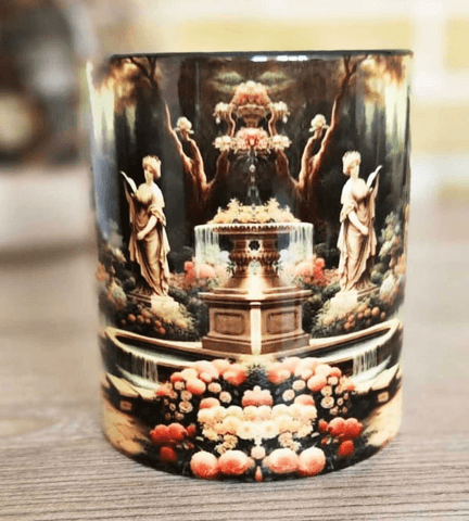 Vintage baskı porselen kupa