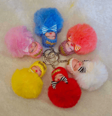 Sevimli ponpon bebek mercan anahtarlık çanta aksesuarı