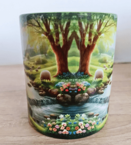 Cennet bahçesi vintage baskı porselen kupa